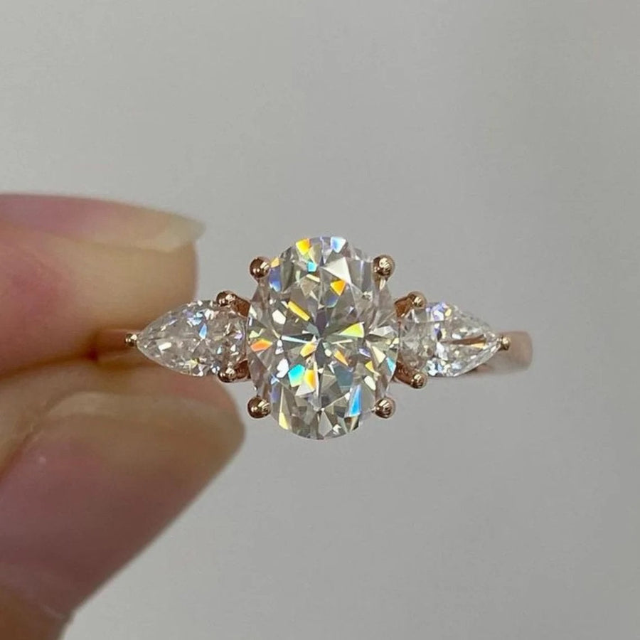 3 CT Oval Cut Three Stone Engagement Ring Shineofdiamond