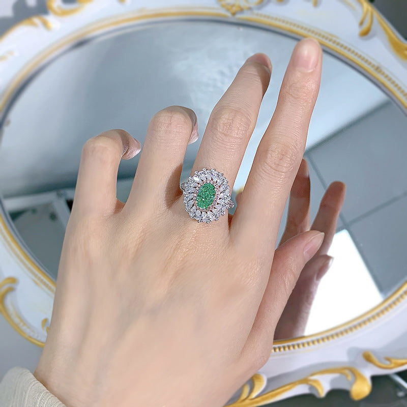 Vintage Luxury Oval Cut Paraiba Tourmaline Ring in Sterling Silver Shineofdiamond
