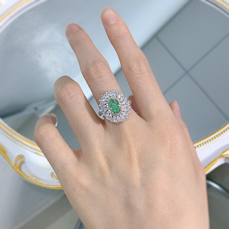 Vintage Luxury Oval Cut Paraiba Tourmaline Ring in Sterling Silver Shineofdiamond