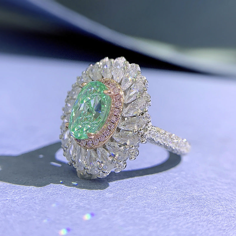 Vintage Luxury Oval Cut Paraiba Tourmaline Ring in Sterling Silver Shineofdiamond