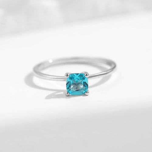 Classic Solitaire Cushion Cut Paraiba Tourmaline Sterling Silver Engagement Ring Shineofdiamond