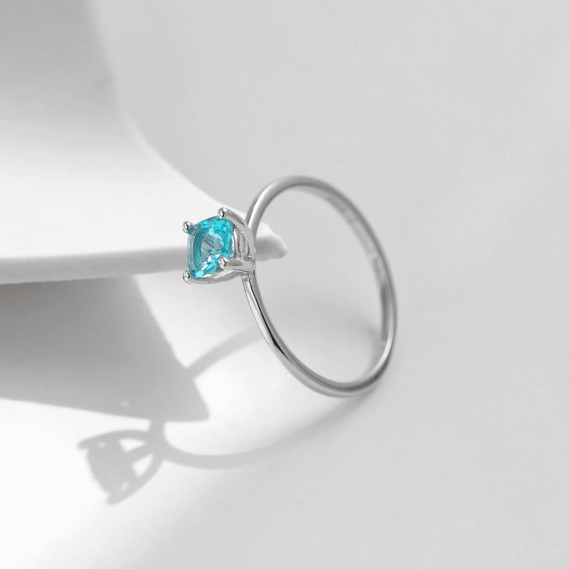 Classic Solitaire Cushion Cut Paraiba Tourmaline Sterling Silver Engagement Ring Shineofdiamond