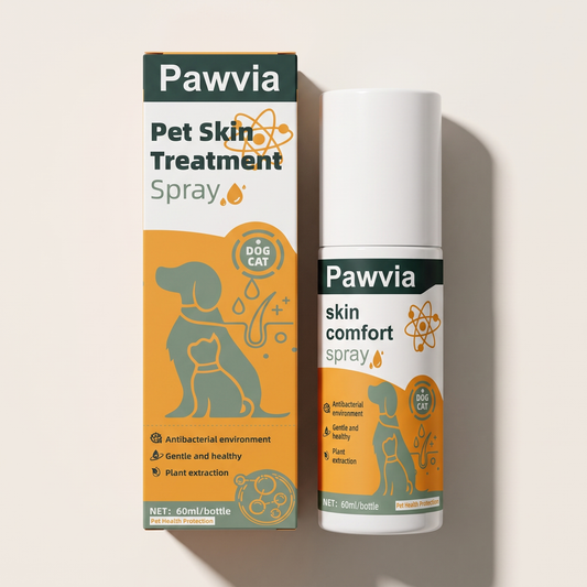 Pawvia skin comfort spray bottle and box