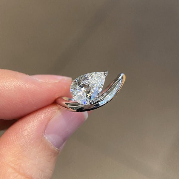 Pear Cut East to West Engagement Ring Shineofidamond