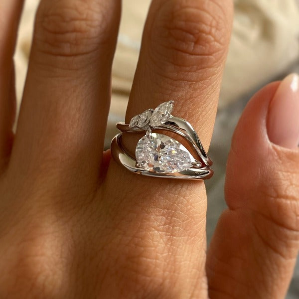 Pear Cut East to West Engagement Ring Shineofidamond