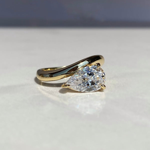 Pear Cut East to West Engagement Ring Shineofidamond