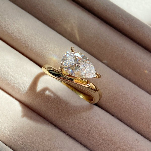 Pear Cut East to West Engagement Ring Shineofidamond