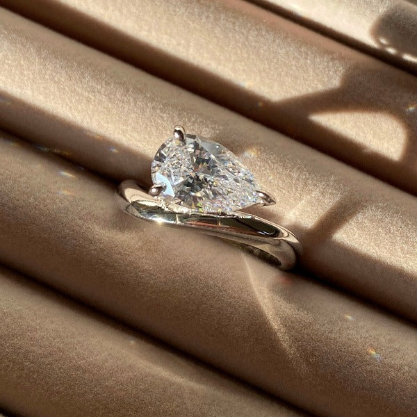 Pear Cut East to West Engagement Ring Shineofidamond