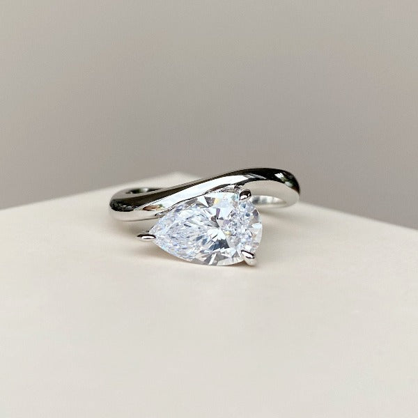 Pear Cut East to West Engagement Ring Shineofidamond