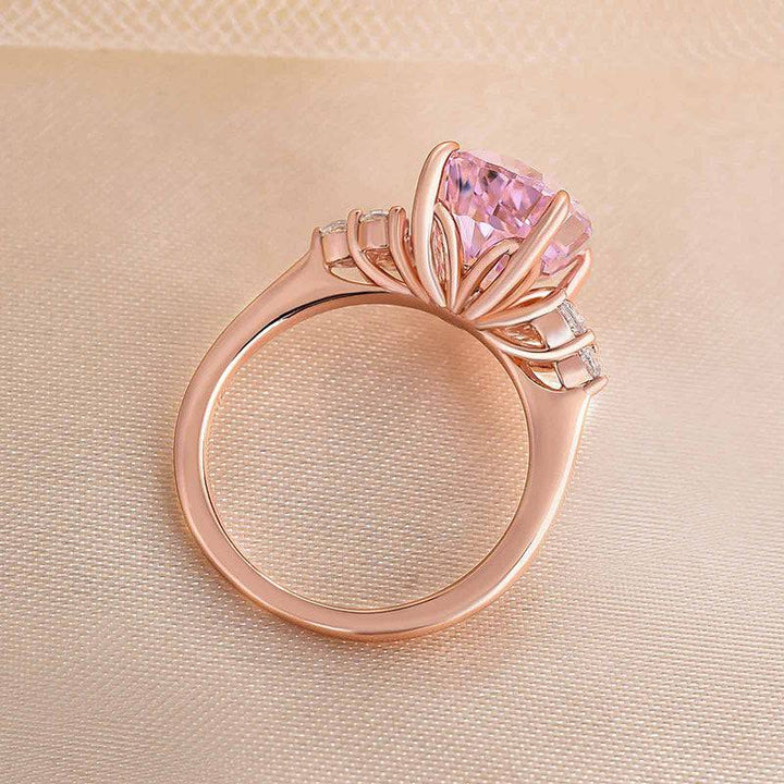 Three Stone Pear Cut Pink Stone Engagement Ring Shineofdiamond