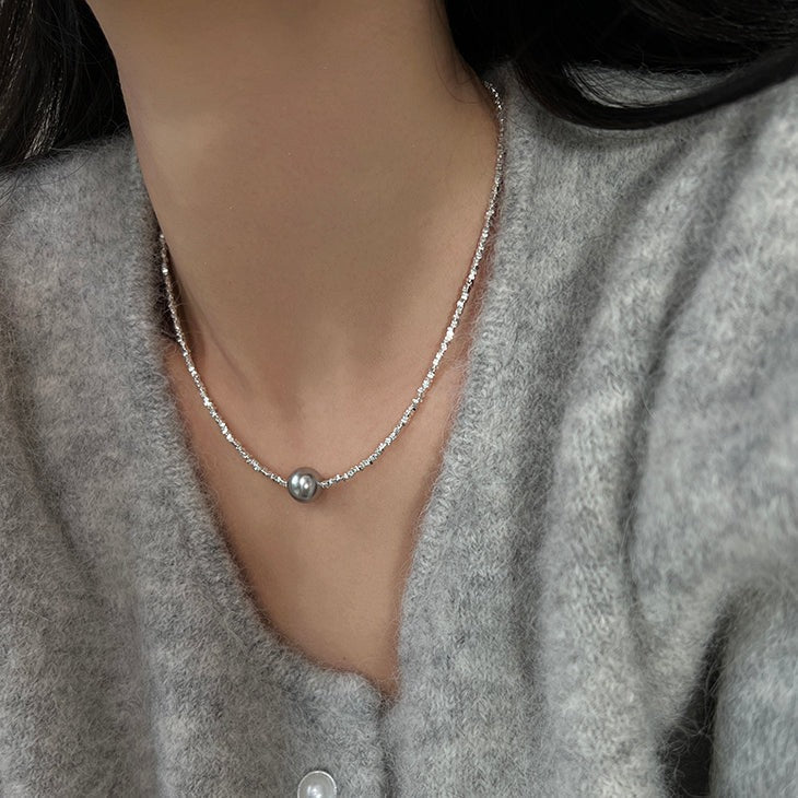 Elegant Pearl Necklace in Sterling Silver Shineofdiamond
