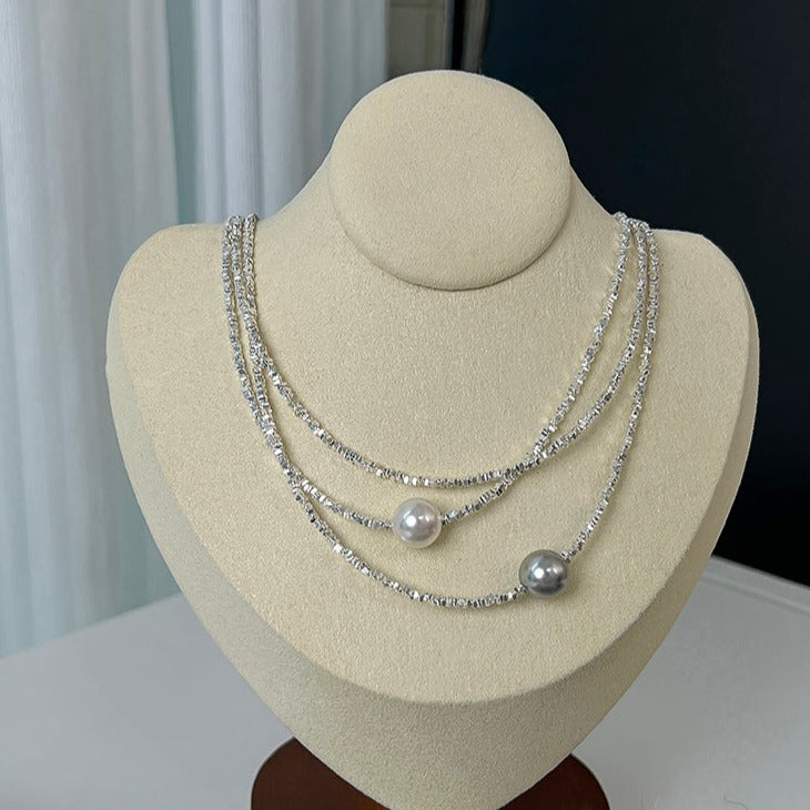 Elegant Pearl Necklace in Sterling Silver Shineofdiamond
