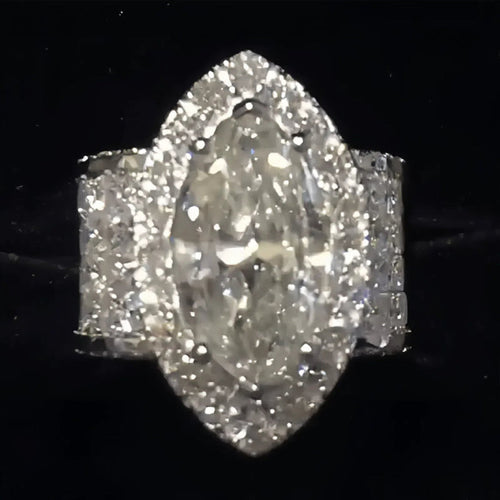 7CT Halo Marquise Cut  Wide Band Engagement Ring in Sterling Silver hot