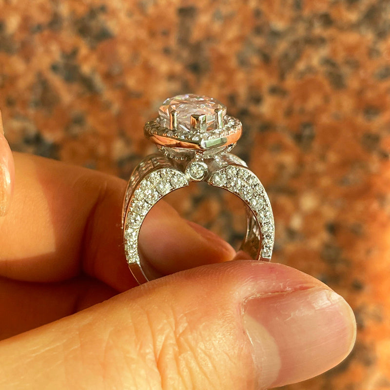 7CT Halo Marquise Cut  Wide Band Engagement Ring in Sterling Silver hot