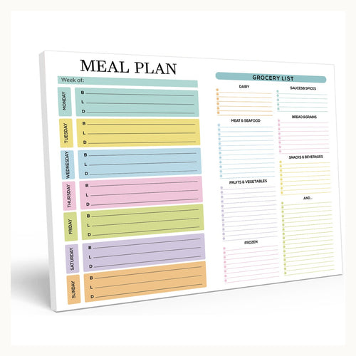 Planora weekly meal planner and grocery list pad