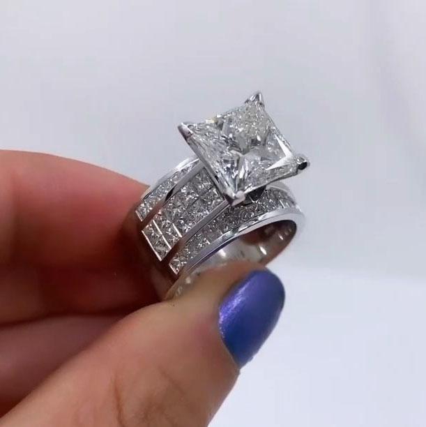Princess Cut 925 Sterling Silver Engagement Ring Shineofdiamond