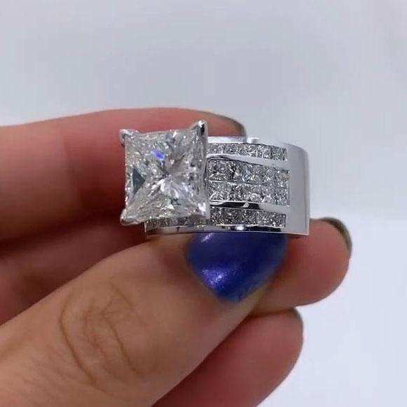 Princess Cut 925 Sterling Silver Engagement Ring Shineofdiamond