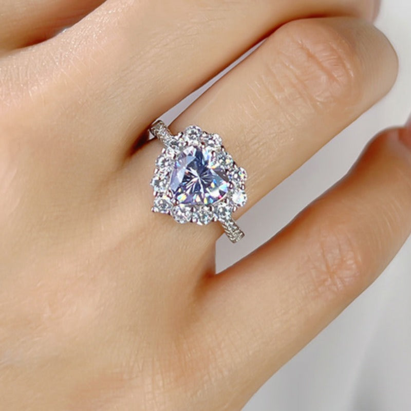 Gorgeous Purple Stone Heart Cut Engagement Ring In Sterling Silver shineofdiamond