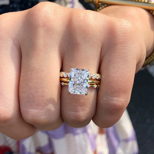 3Pcs Stunning Radiant Cut Bridal Set In Sterling Silver Shineofdiamond