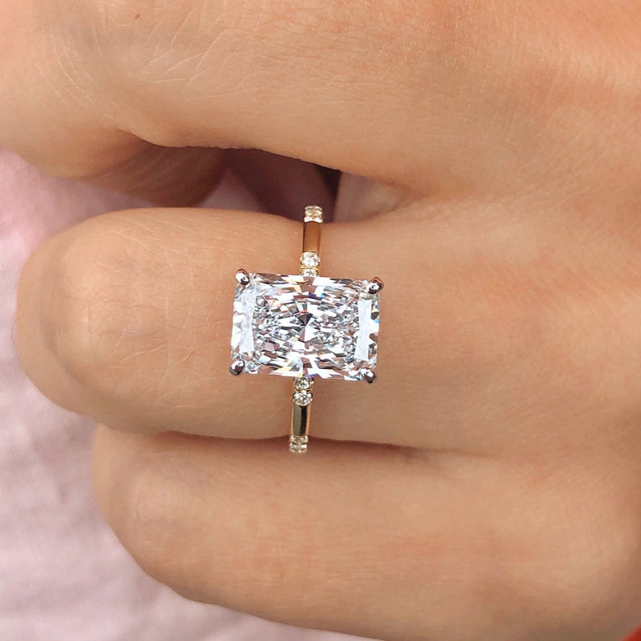 Hidden Halo Radiant Cut Engagement Ring in Sterling Silver Shineofdiamond
