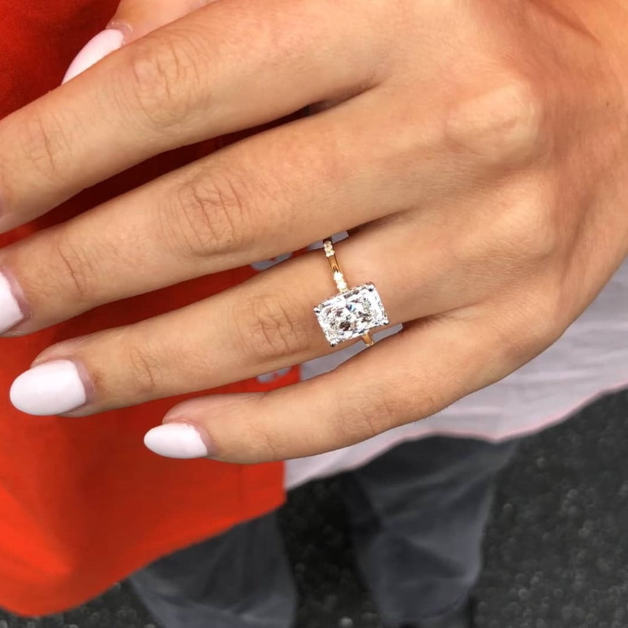 Hidden Halo Radiant Cut Engagement Ring in Sterling Silver Shineofdiamond