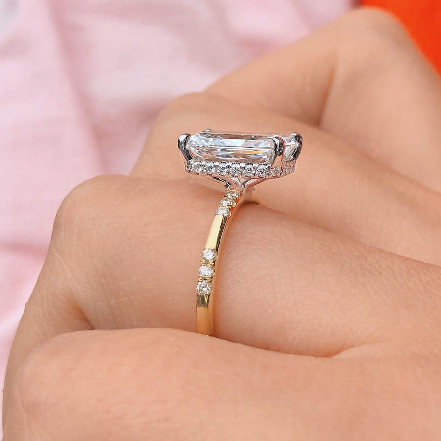 Hidden Halo Radiant Cut Engagement Ring in Sterling Silver Shineofdiamond