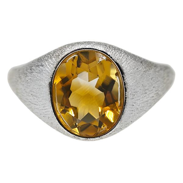 Oval Cut Citrine Open Ring in Sterling Silver Shineofidamond