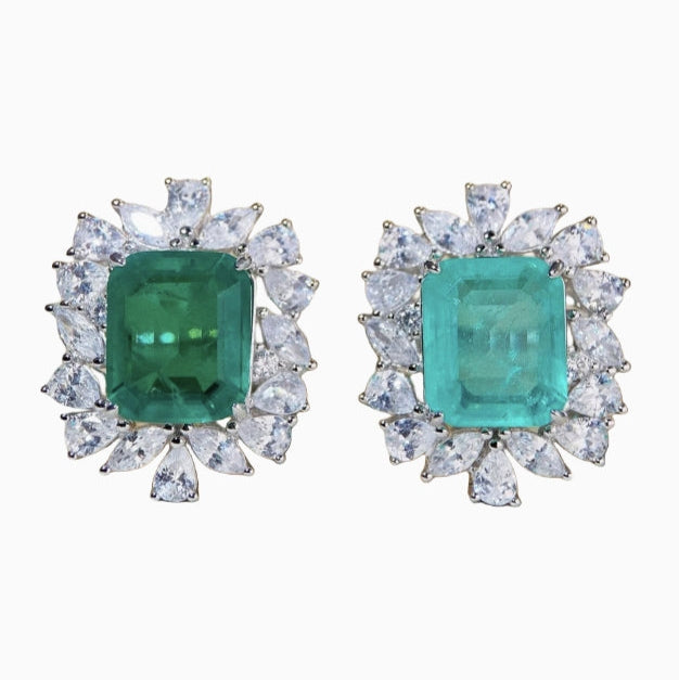 Emerald Green Halo Sterling Silver Engagement Ring Shineofdiamond