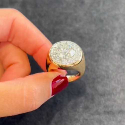Luxury Round Cut Pave Signet Ring Shineofdiamond