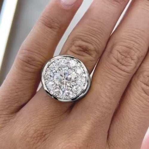 Luxury Round Cut Pave Signet Ring Shineofdiamond