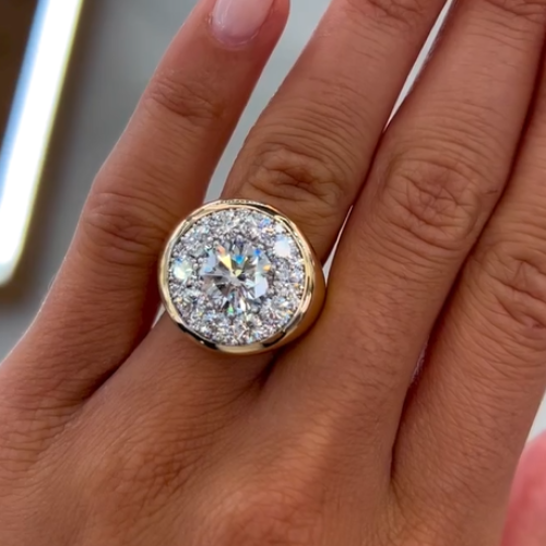 Luxury Round Cut Pave Signet Ring Shineofdiamond