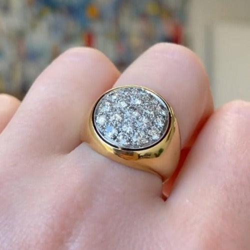Luxury Round Cut Pave Signet Ring Shineofdiamond