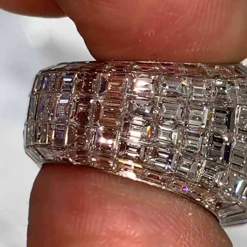 Luxury 6ct Round Cut With Emerald Cut Band Handmade Men's Ring hot