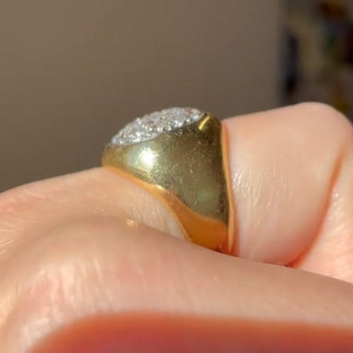 Luxury Round Cut Pave Signet Ring Shineofdiamond