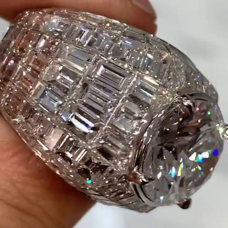 Luxury 6ct Round Cut With Emerald Cut Band Handmade Men's Ring hot