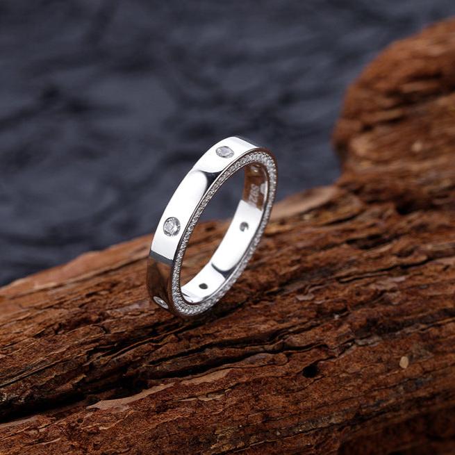 Round Cut Gemstone Accents Wedding Band Shineofdiamond