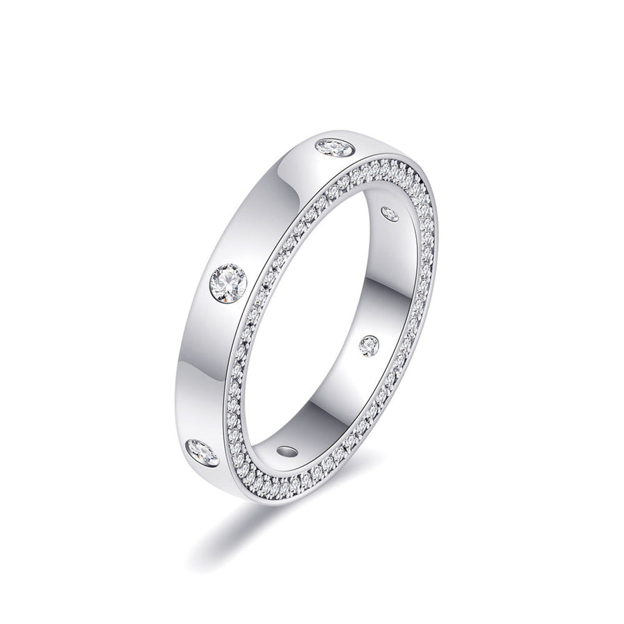 Round Cut Gemstone Accents Wedding Band Shineofdiamond
