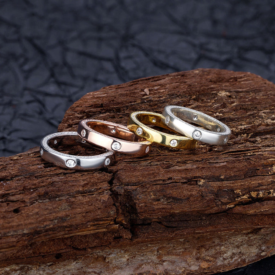 Round Cut Gemstone Accents Wedding Band Shineofdiamond