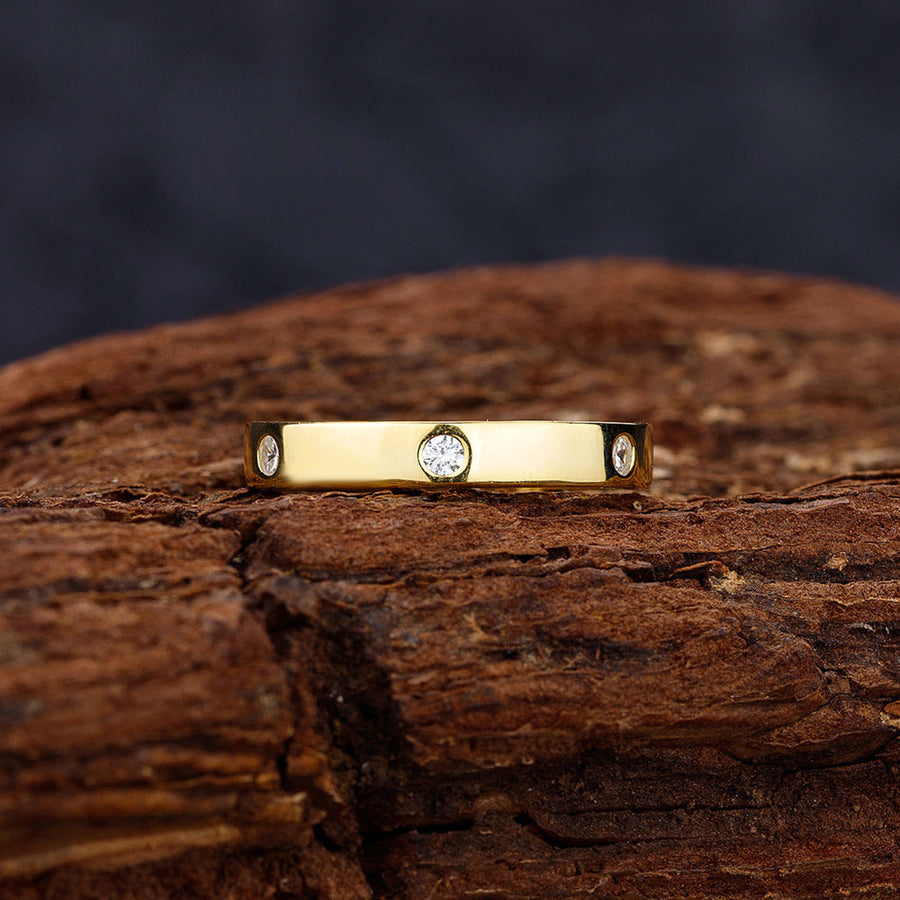 Round Cut Gemstone Accents Wedding Band Shineofdiamond