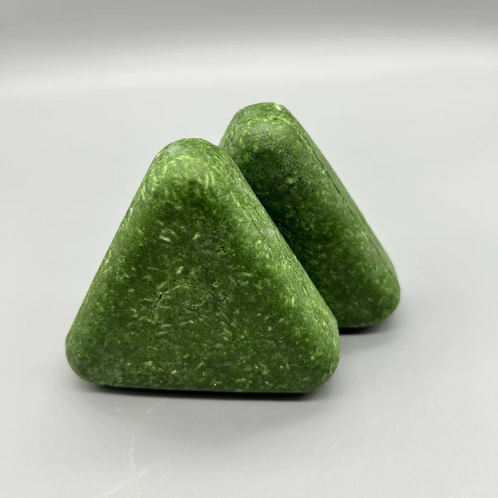 Scalvia two green triangular scalp cleansing bars