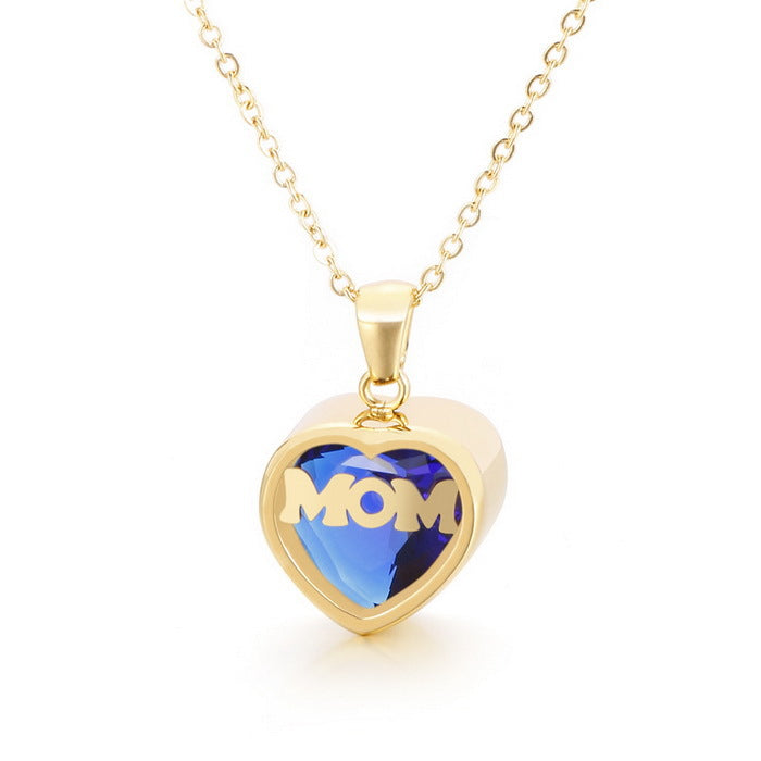 Personalized  Heart Cut Pendant Necklace For Mom Dazzleyesjewelry