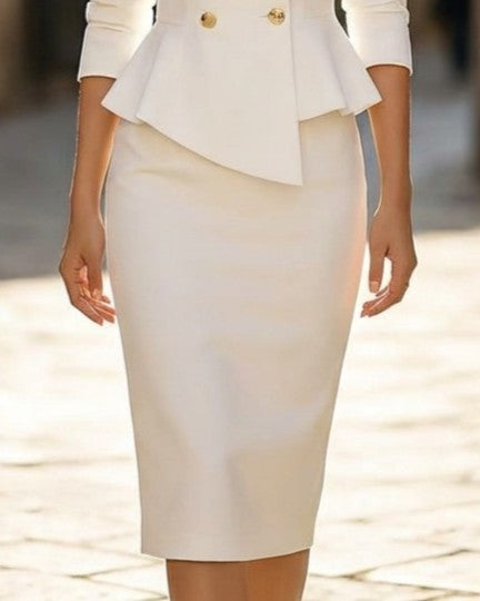 Elegant Tailored Asymmetric Blazer Skirt Set