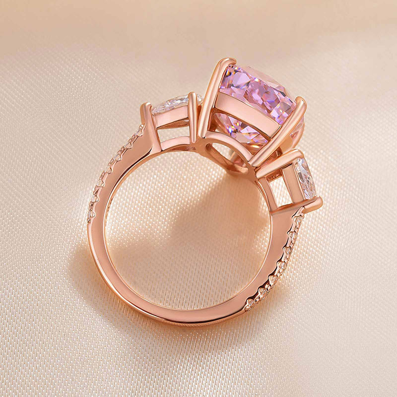 Pink Pear Cut Three Stone Sterling Silver Engagement Ring Shineofdiamond