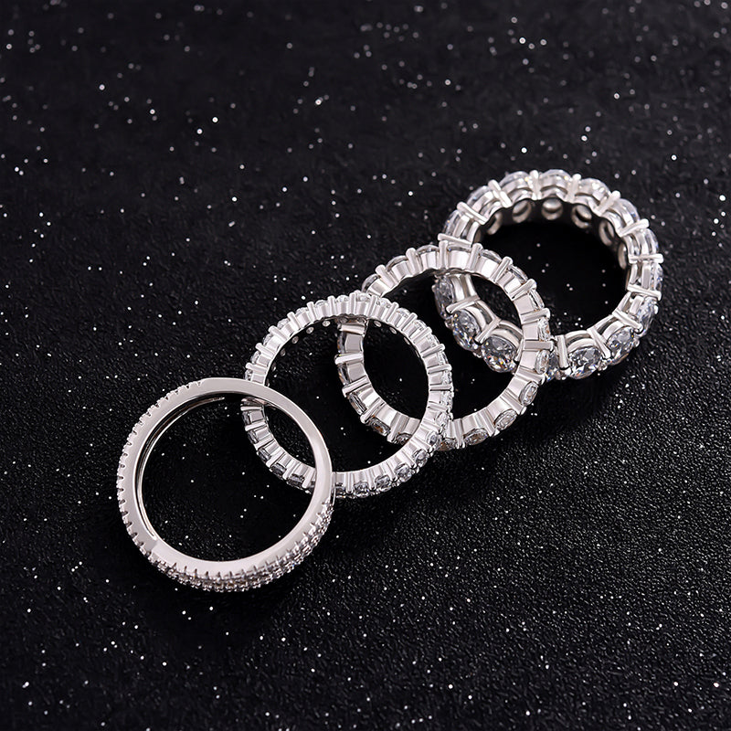Luxury 4pcs Oval Cut Stackable Wedding Band Set In Sterling Silver Shineofdiamond