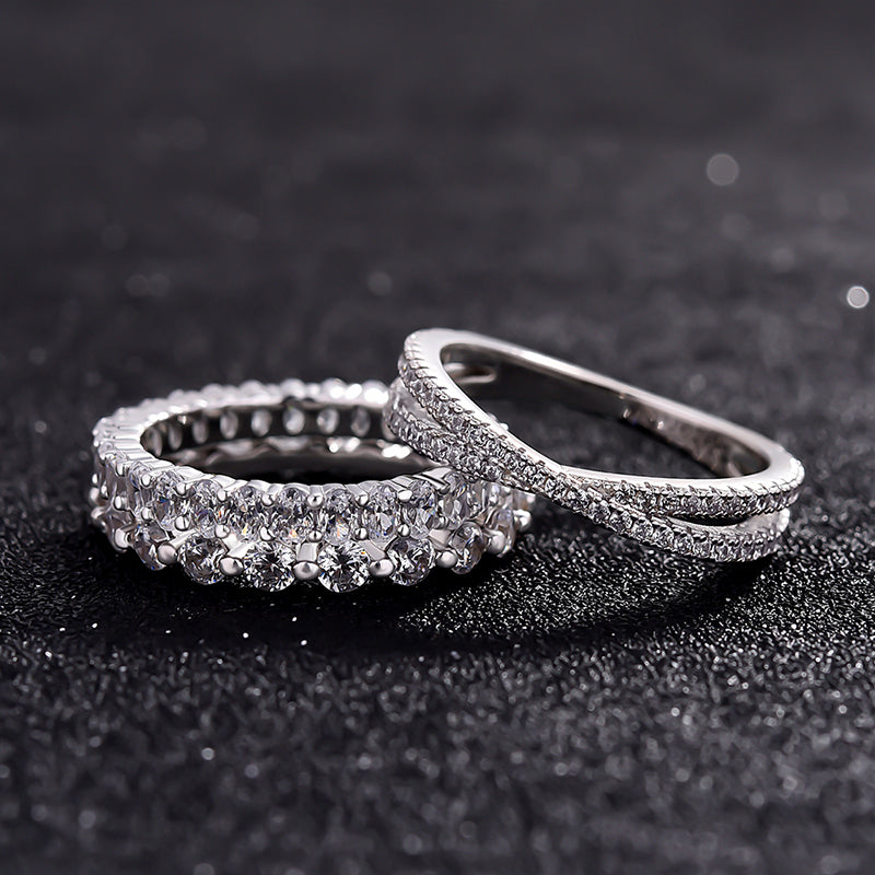Luxury 4pcs Oval Cut Stackable Wedding Band Set In Sterling Silver Shineofdiamond