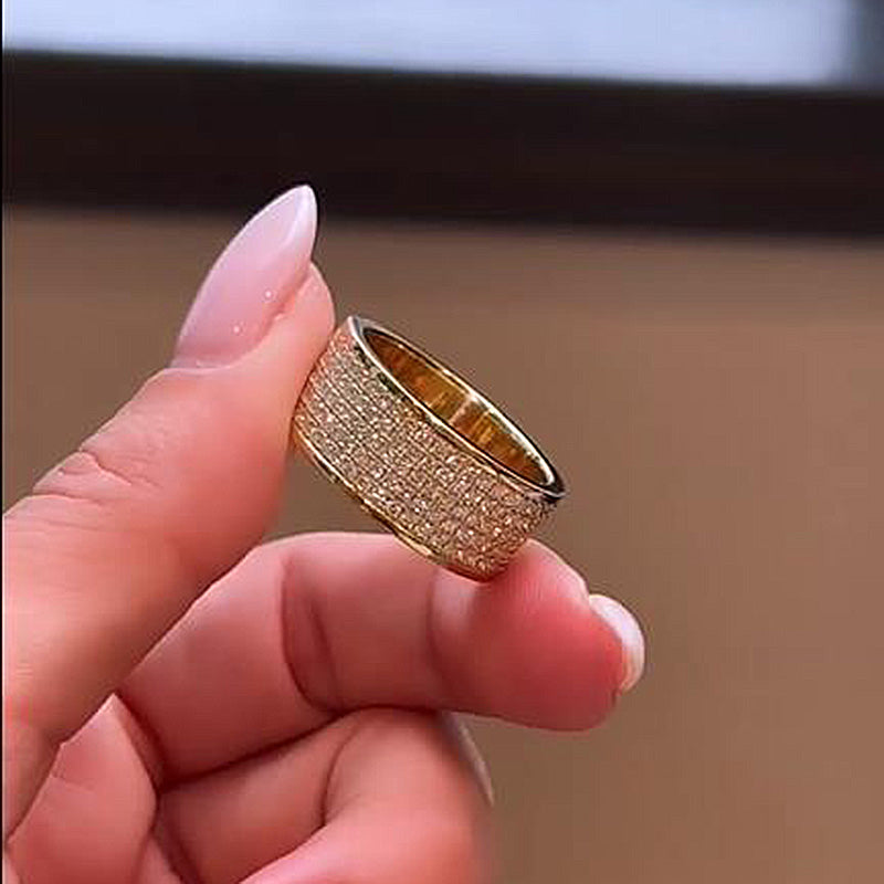 Multi Row Round Cut Pave Wedding Band In Sterling Silver Shineofdiamond