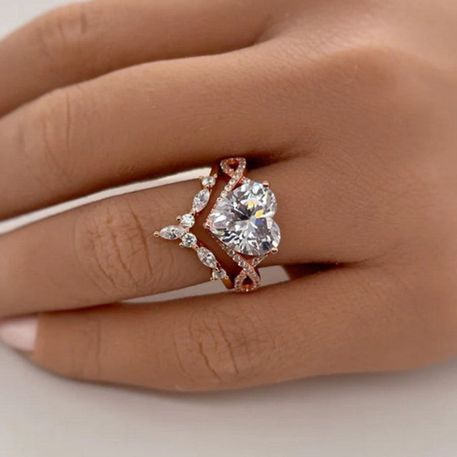 2Pcs 5.0ct Heart Cut Infinity Ring Split Shank Wedding Ring Set in Sterling Silver Shineofdiamond