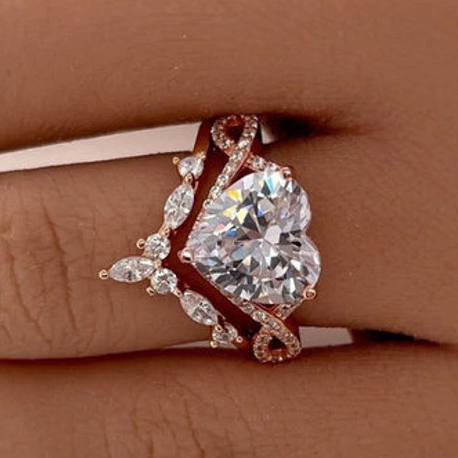 2Pcs 5.0ct Heart Cut Infinity Ring Split Shank Wedding Ring Set in Sterling Silver Shineofdiamond