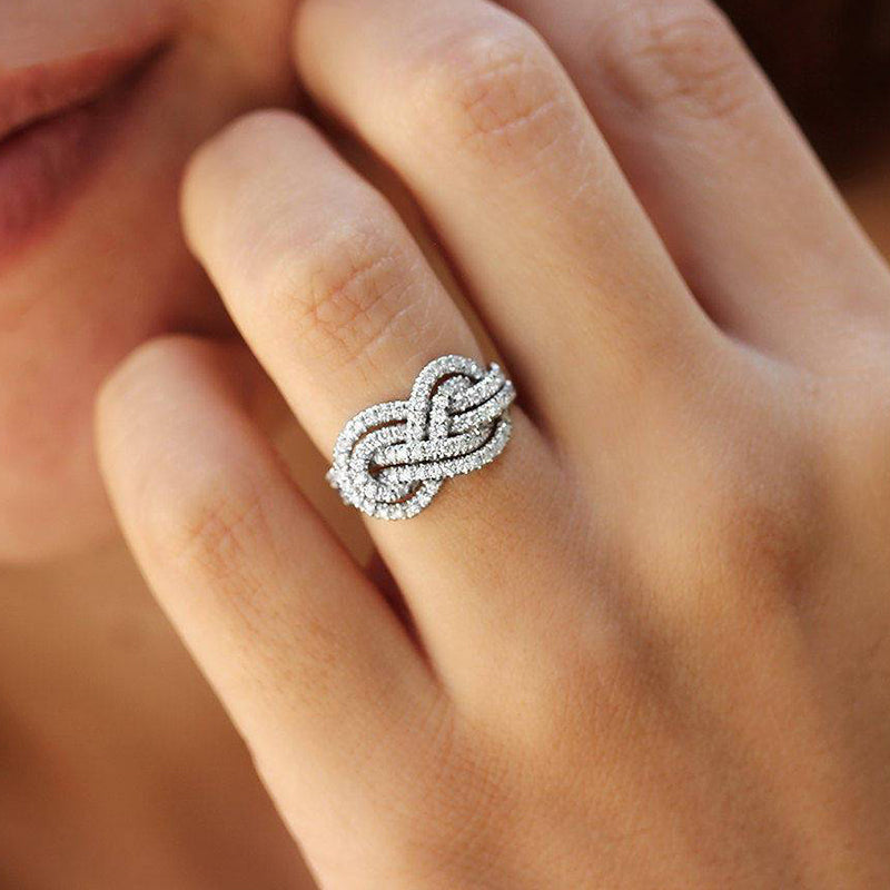 Criss Cross Knot Ring Band in Sterling Silver Shineofdiamond
