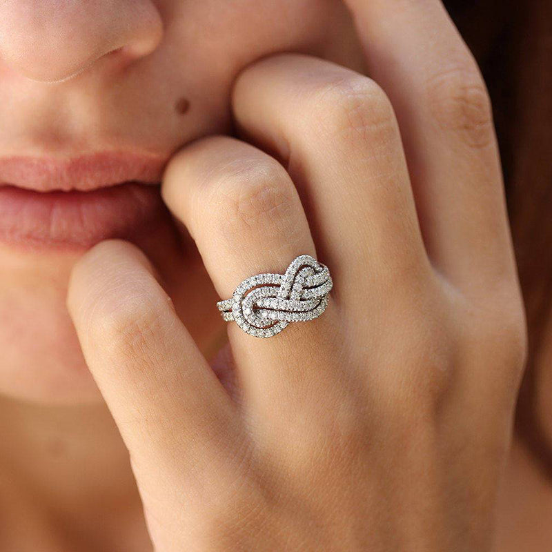 Criss Cross Knot Ring Band in Sterling Silver Shineofdiamond